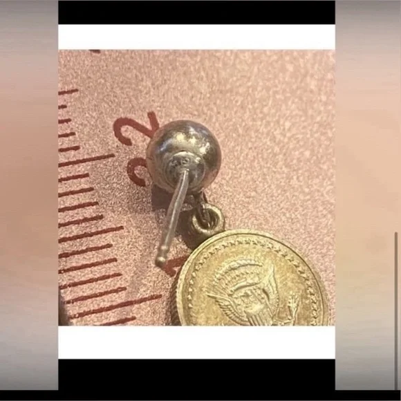 Vintage Sterling Silver Miniature US Coin Pierced Earrings #8181 - Picture 7 of 7